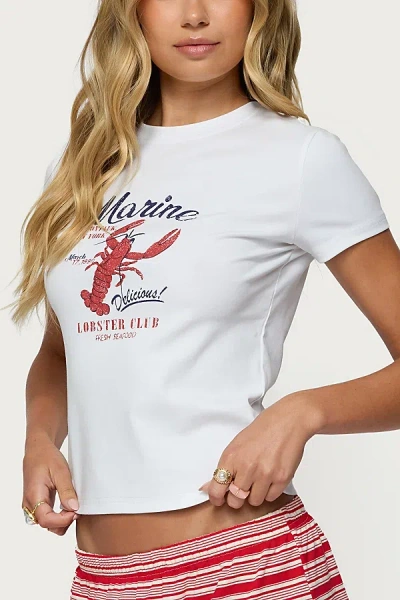 Edikted Lobster Club T Shirt Top In White, Women's At Urban Outfitters