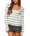 Edikted Lockie Striped Knit Babydoll Top In Gray