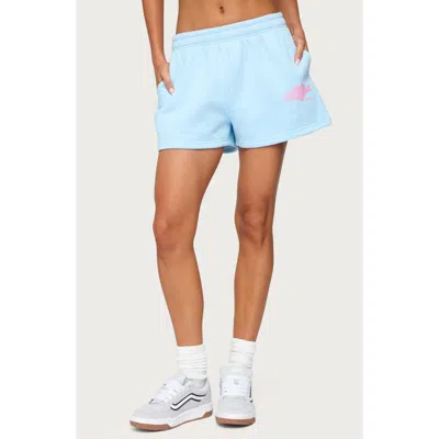 Edikted Logo Fleece Sweatshorts In Blue