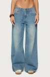 Edikted Graphic Vintage Washed Low Rise Light Rinse Wash Jeans