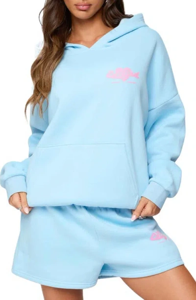 Edikted Logo Hoodie In Blue