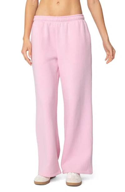 Edikted Logo Wide Leg Sweatpants In Pink
