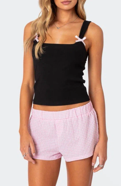 Edikted Lola Bow Rib Tank In Black