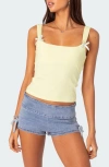 Edikted Lola Ribbed Tank Top In Yellow