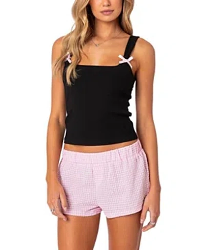 Edikted Lola Bow Rib Tank In Black