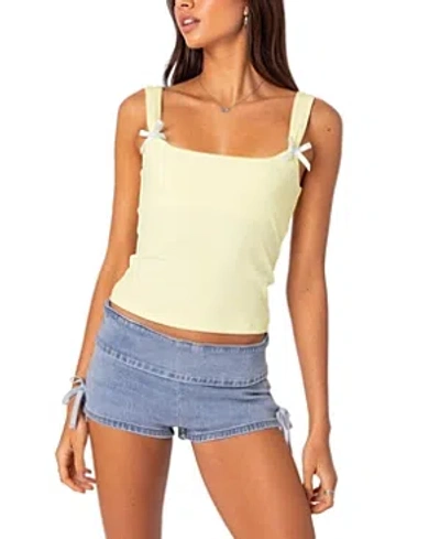 Edikted Lola Ribbed Tank Top In Yellow