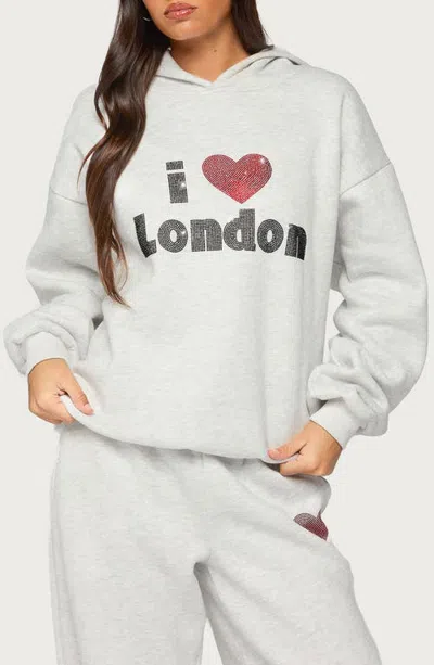 Edikted London Obsessed Rhinestone Graphic Hoodie In White
