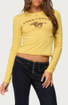 Edikted Lone Star Long Sleeve Graphic T-shirt In Yellow