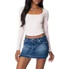 Edikted Long Sleeve Cotton Layered Look U-neck T-shirt In Light-pink