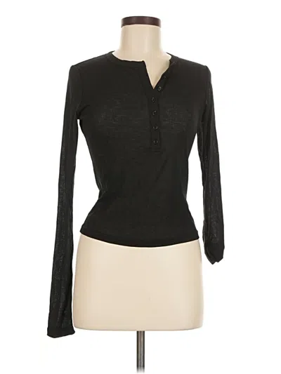 Pre-owned Edikted Long Sleeve Henley Shirt In Black