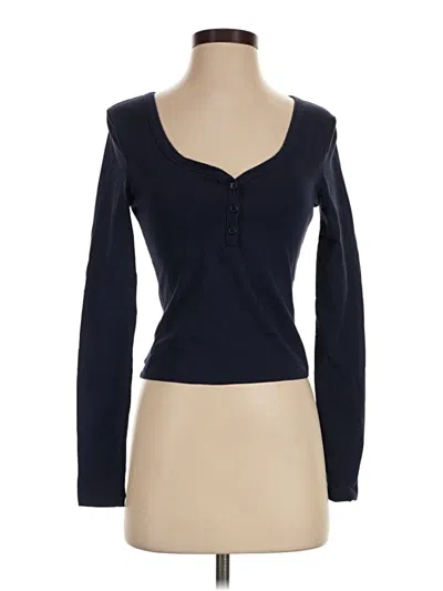 Pre-owned Edikted Long Sleeve Henley Shirt In Blue
