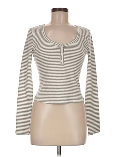Edikted Long Sleeve Henley Shirt In Ivory