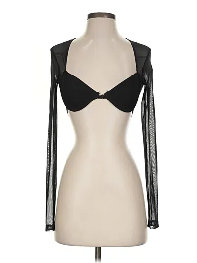Pre-owned Edikted Long Sleeve Top Black Plunge Neckline Tops