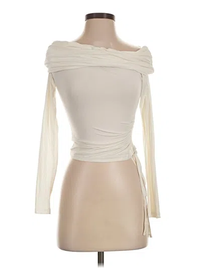 Pre-owned Edikted Long Sleeve Top Ivory One Shoulder Neckline Tops