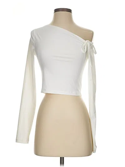 Pre-owned Edikted Long Sleeve Top Ivory One Shoulder Neckline Tops In White