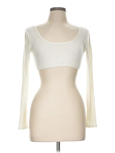 Pre-owned Edikted Long Sleeve Top Ivory Square Neckline Tops