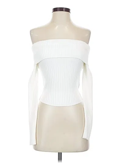 Pre-owned Edikted Long Sleeve Top White Strapless Neckline Tops