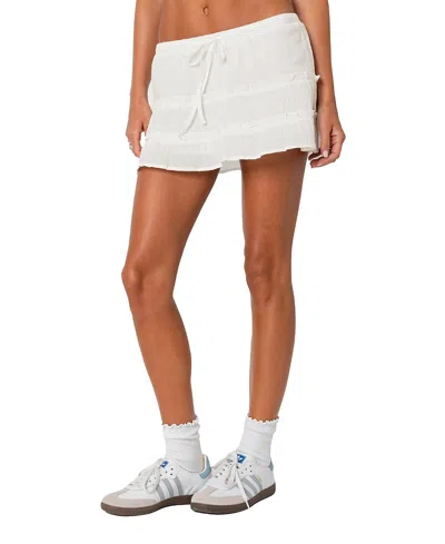 Edikted Lora Tiered Mini Skirt In White