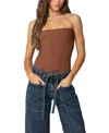 Edikted Loren Strapless Bodysuit In Brown