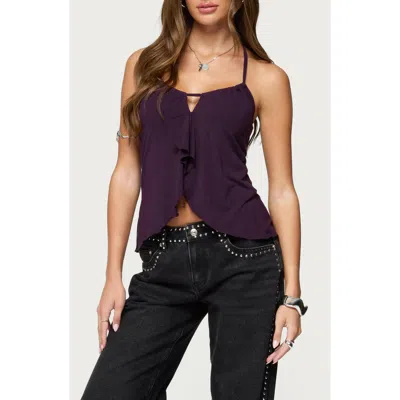 Edikted Lorenna Split Front Halter Top In Purple