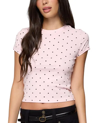 Edikted Lorenzo Polka Dot T-shirt In Pink