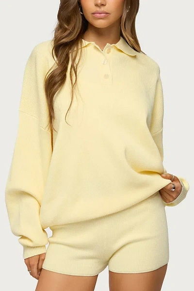Edikted Lorie Oversize Polo Sweater In Yellow