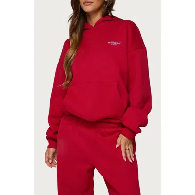 Edikted Los Angeles Logo Fleece Graphic Hoodie In Red