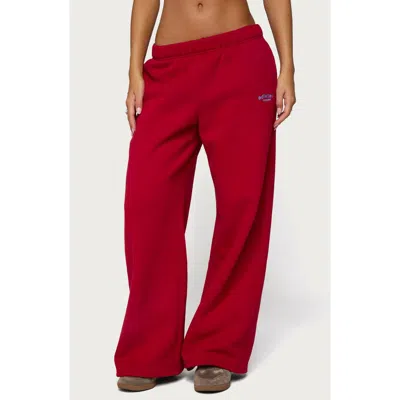 Edikted Los Angeles Wide Leg Sweatpants In Red