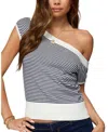 Edikted Lottey Striped Off Shoulder Knit Top In Multi