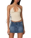 Edikted Lou Crossover Strap Corset Camisole In Beige