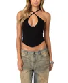 Edikted Lou Crossover Strap Corset Camisole In Black