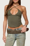Edikted Lou Crossover Strap Corset Camisole In Green
