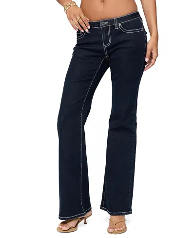 Edikted Louis Contrast Low Rise Jeans In Blue Wash