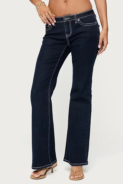 EDIKTED LOUIS CONTRAST LOW RISE JEANS IN DARK/BLUE, WOMEN'S AT URBAN OUTFITTERS