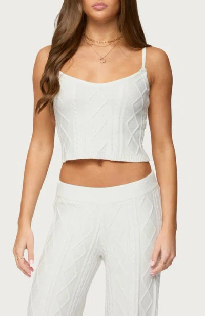 Edikted Louise Cable Stitch Crop Camisole In White