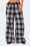 EDIKTED LOUNGE AROUND PLAID WIDE LEG PANTS