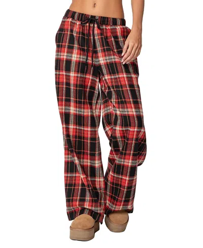 EDIKTED LOUNGE AROUND PLAID WIDE LEG PANTS