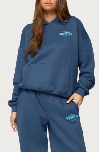 Edikted Lounge Edit Fleece Logo Graphic Hoodie In Green
