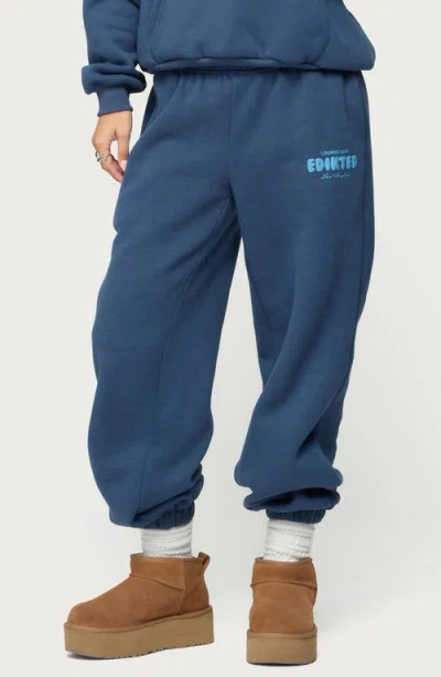 Edikted Lounge Edit Logo Sweatpants In Blue