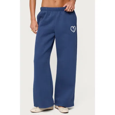 Edikted Love  Wide Leg Sweatpants In Blue