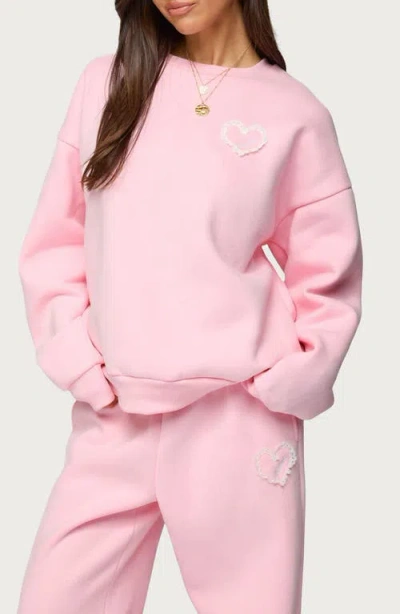 Edikted Love Logo Oversized Sweatshirt In Pink