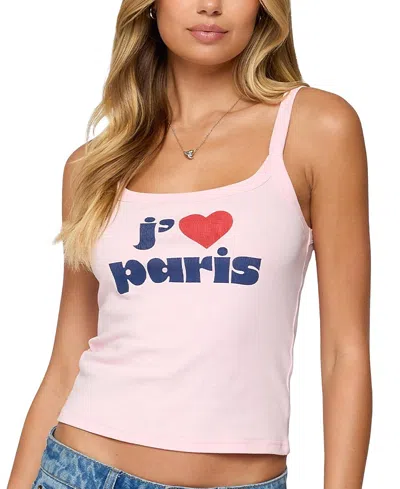 Edikted Love Paris Tank Top In Pink