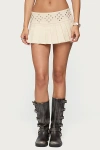 Edikted Lovina Grommet Pleated Mini Skort In Neutral
