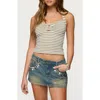 Edikted Lovina Textured Stripe Halter Top In Green