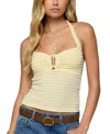 Edikted Lovina Textured Stripe Halter Top In Multi
