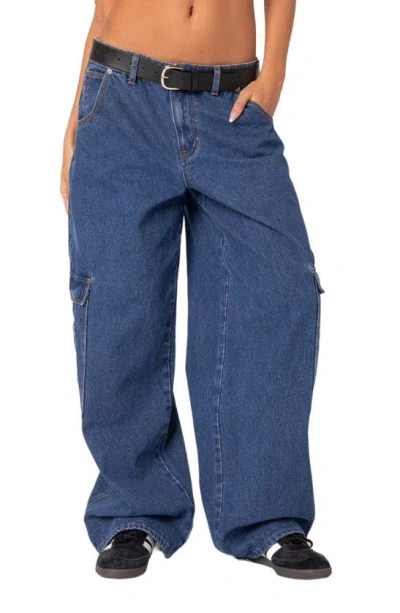 EDIKTED LOW RISE BAGGY BELTED CARGO JEANS