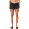 Edikted Low Rise Distressed Denim Cutoff Shorts In Black