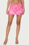 Edikted Low Rise Tie Dye Mesh Miniskirt In Pink