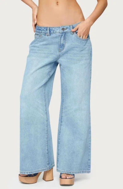 Edikted Low Rise Wide Leg Jeans In Blue