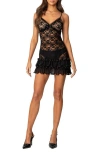 Edikted Luciane Embroidered Lace Minidress In Black